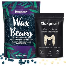 Maxpearl Hard Wax Beads Pack - 2.5LB Coarse Body Wax Beads + 1LB Fine Facial Wax Beads
