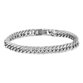 JJDreams Cuban Chain Bracele Fashion Retro Titanium Steel SimplBracelet,Silver