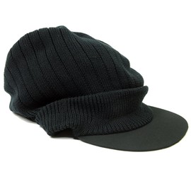 bigwatch (bigguwatti) Hat Plus Size Ribbed Shade Knit Cap Black Tr – 01 Men's