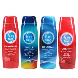 4xFun Time Lube 75ml- Tingle, Stimulating, Cherry & Strawberry Flavour for Extra Fun and Intimate Sensual Activity, Water Based Edible Lubricant Gel