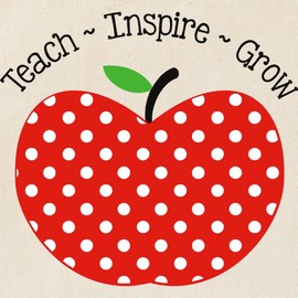 CafePress Teach Inspire Grow Tote Bag Natural Canvas Tote Bag, Reusable Shopping Bag