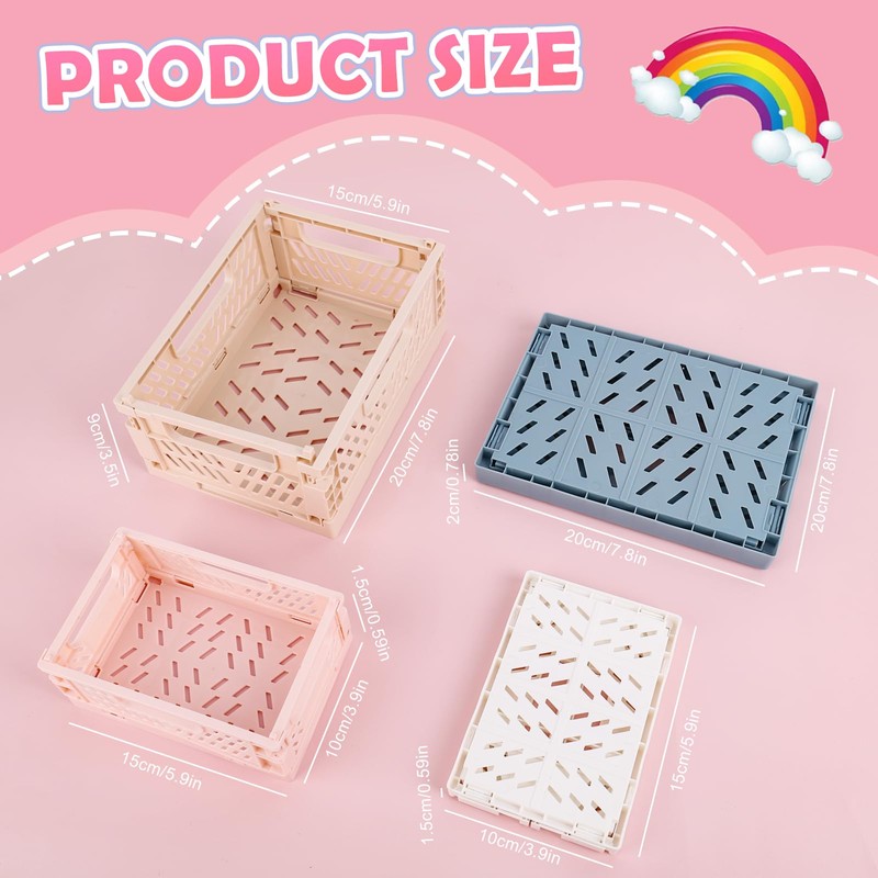 DMJJSD Folding Box Plastic Folding Basket Pack of 5 Folding