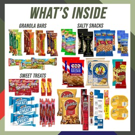 Military Birthday Men's Hearty Snack Box ( 50 Piece Variety Gift Basket Care Package ) Jerky, Nuts, Chips, Pretzels, Variety Pack - My Hero Crate