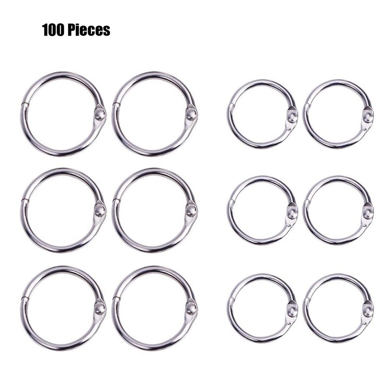 1" & 0.75" Bookbinding Rings Silver Pack of 100