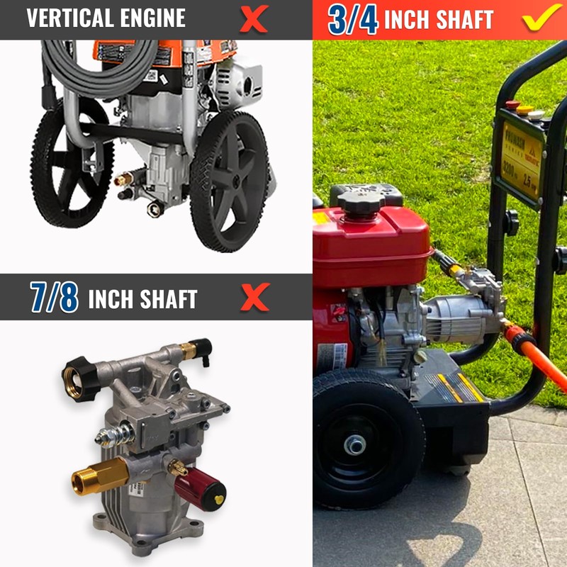 YAMATIC 3/4" Shaft Horizontal Pressure Washer Pump 3400 PSI @