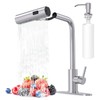 Brushed Nickel Kitchen Faucets with Pull Down Sprayer & Soap