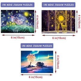 LUUFAN 3 Pack Mini Jigsaw Puzzles 150 Pieces for Adults Small Jigsaw Puzzle 6 x 4 Inches Entertainment Toys for Home Decor (Night Sky, Elk, Polar Impression)
