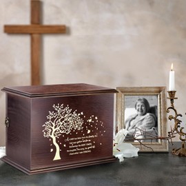 Urns for Human Ashes Adult Male Female, Wood Memorial Cremation Urns Box and Casket for Man Women Child, Large Burial Funeral Urns