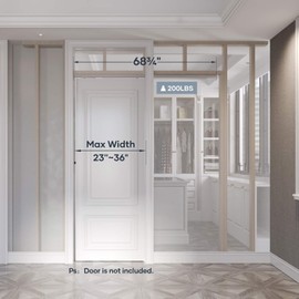 FINOSEN 6FT Commercial Grade Sliding Pocket Door Hardware Track Kit,Top Mount,Heavy Duty,Smoothly and Quite,Easy to Install,Aluminum(Door is not Included)