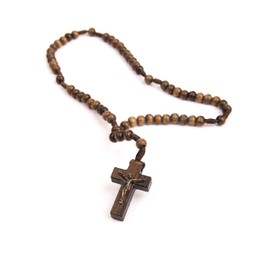 Intercession Small Pocket Size Wood Rosary - Made in Brazil (Walnut - 4mm Beads)