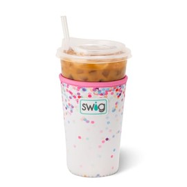 Swig Life Iced Cup Coolie, Standard 22oz Iced Coffee Cup Insulator Sleeve with Handle, Neoprene Insulated Coolie Keeps Drinks Cold in Confetti
