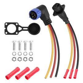 CERRXIAN Trolling Motor Plug Receptacle Set,90 Degrees 3 Pin 8AWG 50Amp Marine Boat DC Power Connector,Waterproof Trolling Motor Quick Connect,12V/24V/36V/48V Male&Female Trolling Motor Connector