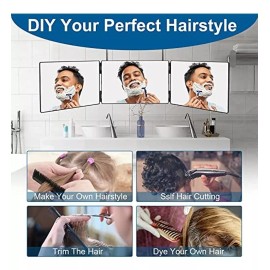 LMZNXCZ Espejo De 3 Vías Para Autocorte De Cabello, 360 Cortes De Ca
