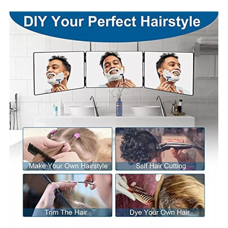 LMZNXCZ Espejo De 3 Vías Para Autocorte De Cabello, 360