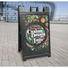 One Black Signicade Deluxe A-Frame with 2 Custom Printed Signs