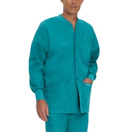 Landau Essentials 7551 - chamarra quirúrgica de ajuste relajado con 5 bolsillos para hombre, verde azulado, 3X-Large Big