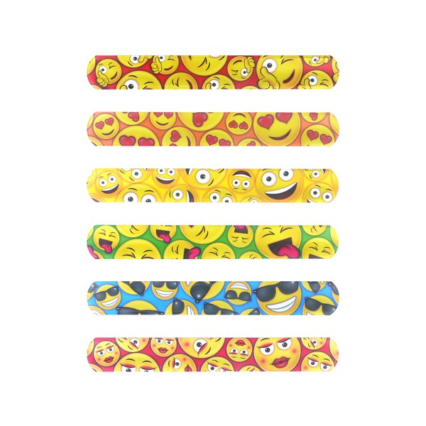HENBRANDT 6x Smile Yellow Smiling Snap Bracelets for Kids Party Bag Fillers Slap Bracelet Snap Band Boys and Girls Bracelets Wristbands