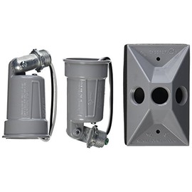Rectangular Weatherproof Combination Cover for 75-150W Par 38 Lamps, Includes 2 Lampholders, Gasket, and Hardware, Gray