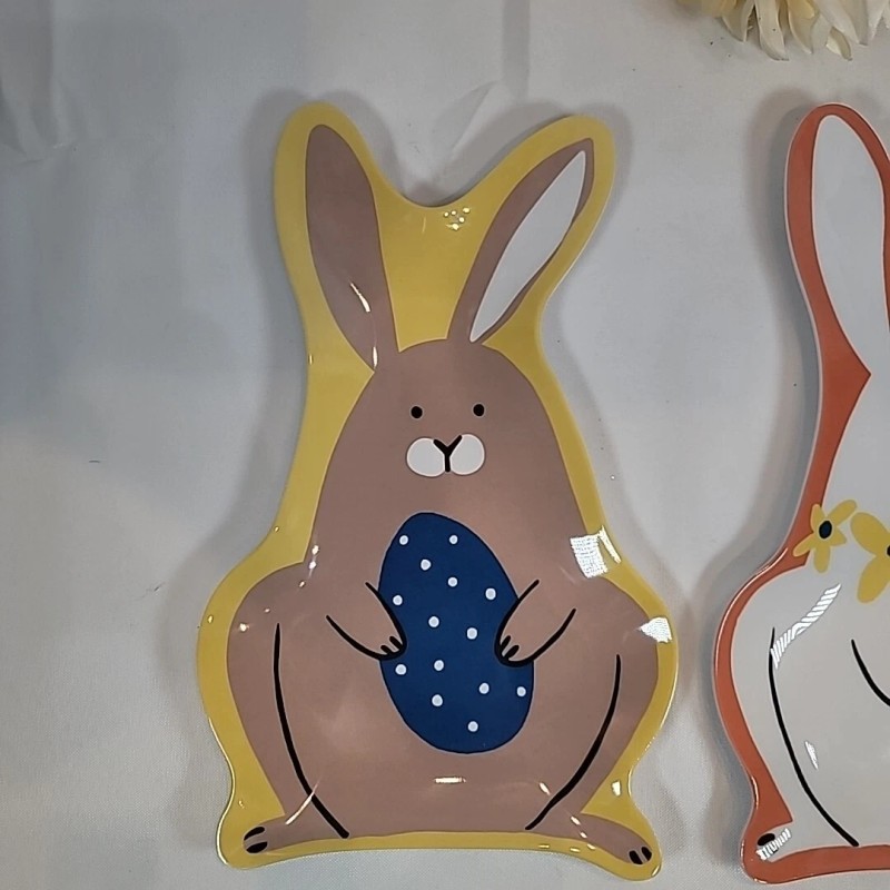 Room Essentials Set of 2 Bunny Rabbit Easter Figural Melamine