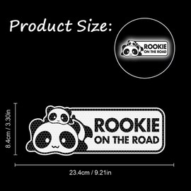 Leniutor New Driver Sticker for Cars, Cute Panda Rookie On The Road High Intensity Reflective Car Sticker Warning Caution Sign for Bumper Window Student Driver (1PCS Panda, White)