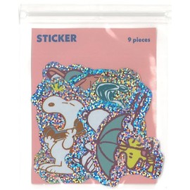 Flake Sticker Set in Zip Case Pink Snoopy 9 Sheets PKS362