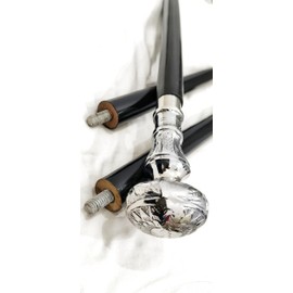 Generic Vintage Silver Brass Handle Victorian Fold able Wooden Black Sheesham Walnut Walking Stick Cane Ideal Gift Men Canes Sticks Handcrafted Best Wood for Mens Women Senior Fancy Fold able