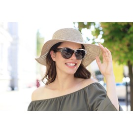 URUMQI Sunglasses Fit Over Glasses for Women, Polarized UV400 Protection Sun Glasses Trendy Round Cat Eye Shades Large Lens