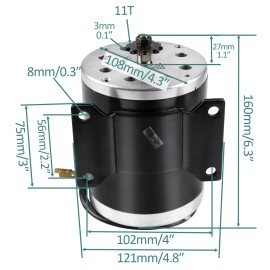 Unite 36V 500W Brush Electric Motor MY1020 For Razor MX350 MX500 Scooter E Bike E300