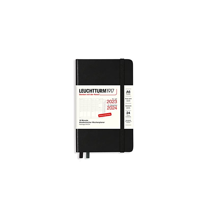 LEUCHTTURM1917 367558 Academic Week Planner Pocket (A6) 2024, with booklet,