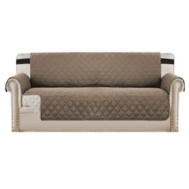 H.VERSAILTEX Sofa Protector for Dogs/Cats/Pets Sofa Slipcover Quilted Furniture Protector with Non Slip Elastic Strap Water Resistant Sofa Covers Couch Covers Seat Width: 66", Taupe/Beige