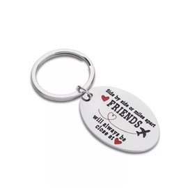 'Side by Side or Miles Apart, Friends Will Always Be Close At Heart' Keychain, Friendship Quote Keyring (Stainless Steel Keyring) Miss Fit Boutique