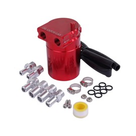 Oil Catch Tank Red Cylinder Aluminum Auto Motorcycle Universal Car Motorcycle Lightweight Filter Oil Holder Alloy Tank Fuel Tank Oil Hose Safety Tank Racing Monkey Head Freezer Ape 3-in-one Oil