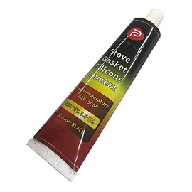 Protalwell - Junta de madera para puerta de estufa, calcomanía resistente a altas temperaturas, material de silicona, color negro, 3.5 onzas líquidas