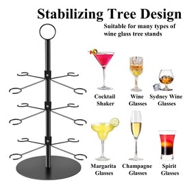 2 Pack Cocktail Tree Stand Champagne Tree Stand for Drinks 3 Tier 12 Holders Metal Wine Glass Holder Stand For Champagne, Cocktails, Martini, Margarita Cups at Weddings, Parties & Events