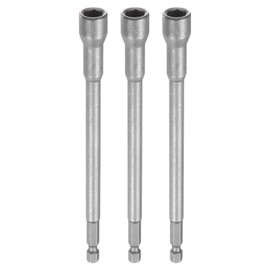 sourcing map 3pcs Nut Driver Drill Bit 9mm Metric Impact Socket 1/4" Hex Shank 6" (150mm) Extra Long Magnetic 6-Point Sockets Quick-Change CR-V Steel Bolt Setter for Power Drill Drivers