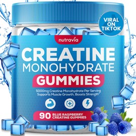 Creatine Gummies with 5g Creatine Monohydrate for Men and Women - Strength, Endurance, Muscle - Micronized Clean HCL Balanced Instantized Creatina Gummy Monohidratada en Polvo USA Made (90 Gummies)
