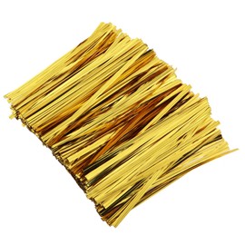 KKUANG 1 Pack of About 500pcs Metal Ties Gold Ties Toys Agricultural Packaging Sealing Ties 0.15x4.72inch for Cables Bread Bags Gift Bags Packaging Bags Packaging Twist Ties