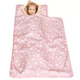 Moonsea Toddler Nap Mat with Pillow and Fleece Minky Blanket Soft For Preschool 50"x21"