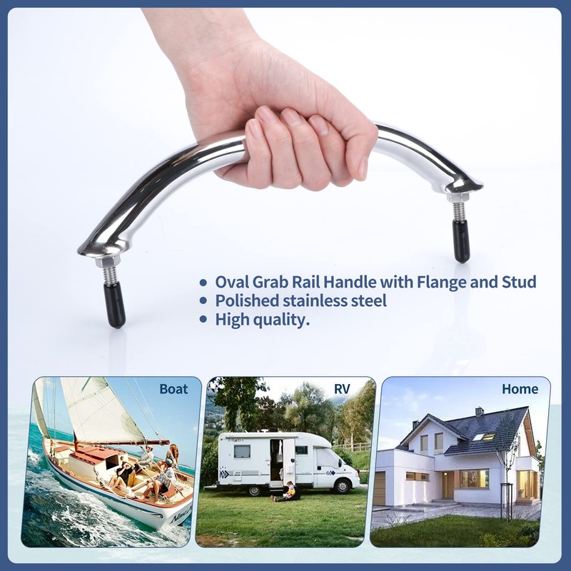 8" Boat Grab Bar 316 Stainless Steel Polished Grab Handle