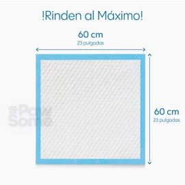 PAW SOME Tapete Entrenador para Perro 60x60cm Desechables para Mascota Súper Absorbentes Antifugas, Pañales de Entrenamiento Control de Olores y Secado Rápido, Azul, 100 Pzs
