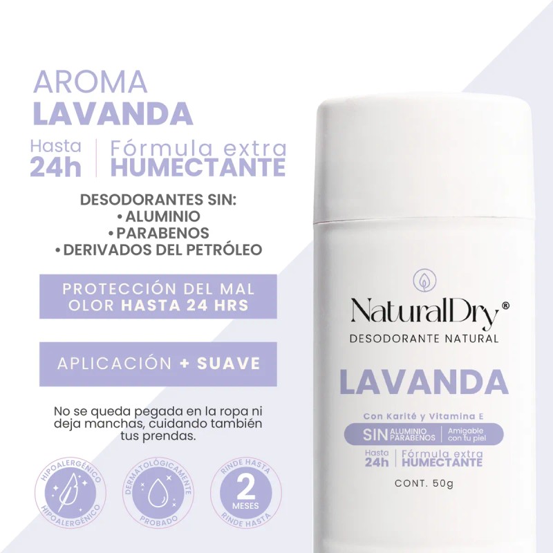 Desodorante Naturaldry Mujer Stick Vegano Lavanda 50g Lavanda