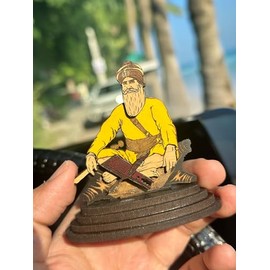 Baba Deep Singh Ji Car Dashboard Yellow Figurines Idol Punjabi Sikh Car Dashboard Idol for Tables