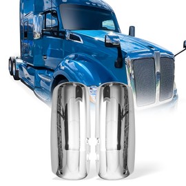 YUANJUFITT Chrome Dood Mirror Covers for Kenworth T680 T880 W990,Rear View Dood Side Mirrors Covers Assembly for Kenworth Semi Trucks Accessories Driver & Passenger Side (A Pair) R226123300