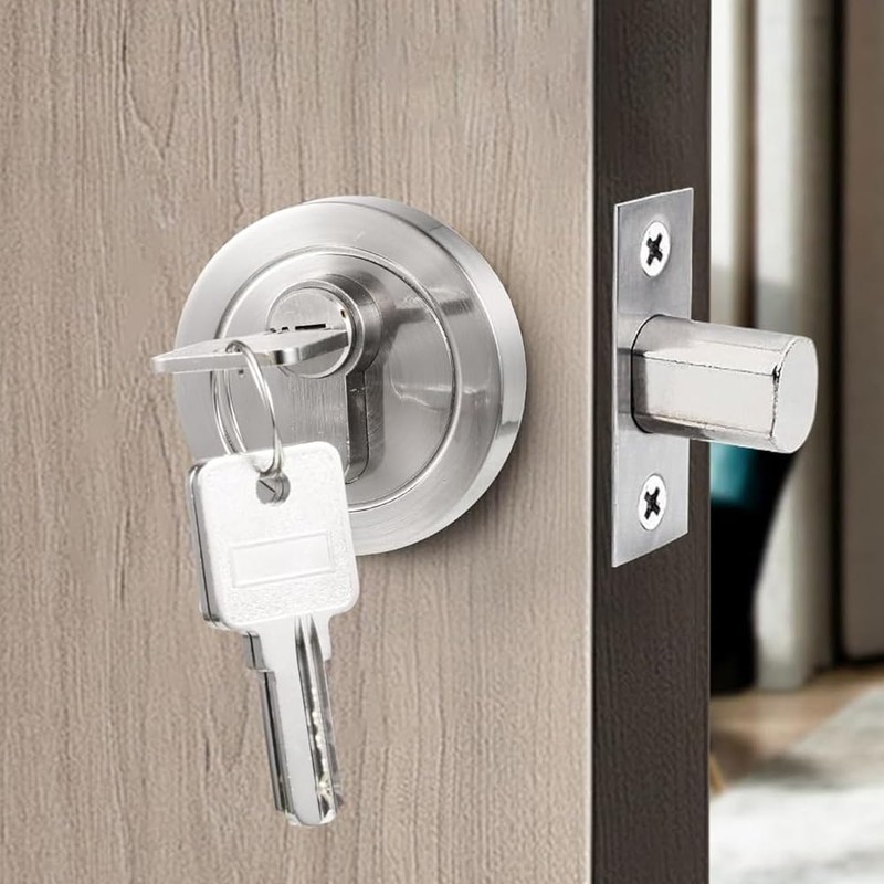 Sarini Stainless steel single face round bolt lock with keyed