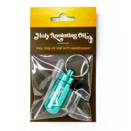 Anointing Oil Bottle Accessory Kit, Turquoise Keychain Container, Plastic Eyedropper & Small Empty Glass Vial, Screw Top Metal Holder, Protective Travel Set for Holy Oils, Botellas Para Aceite Ungido