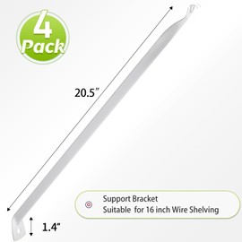 4 Pack 16 Inch Wire Shelf Support Brackets for 16" Deep Wire Shelving Closet Metal Closet Shelf Brackets with Anchors and Pins for Installation (4)