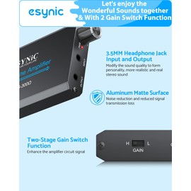 eSynic Rechargeable 16-300 Ohms Portable Headphone Amplifier 3.5mm