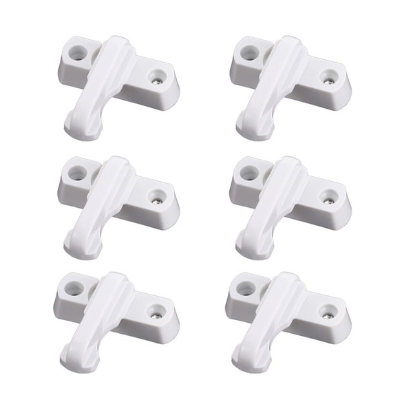 Pokinge 6pcs T-Lock Plastic Steel Window Door Lock,Anti Theft Secure