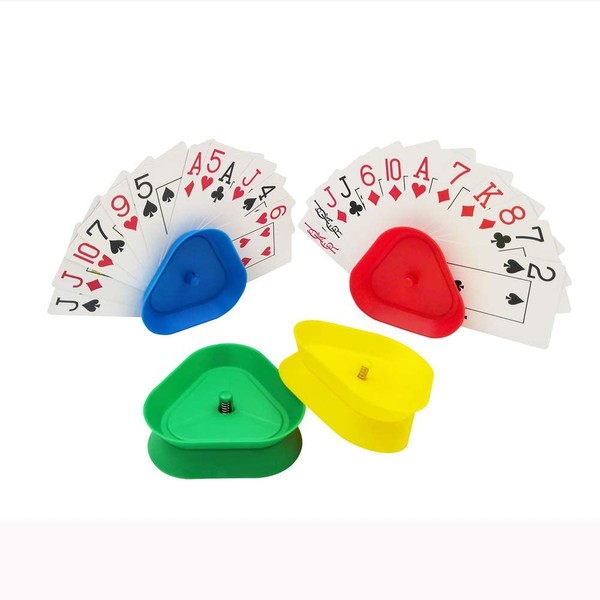 YH Triangle Shaped Hands-Free Poker Playing Card Rack Holder Set of 4