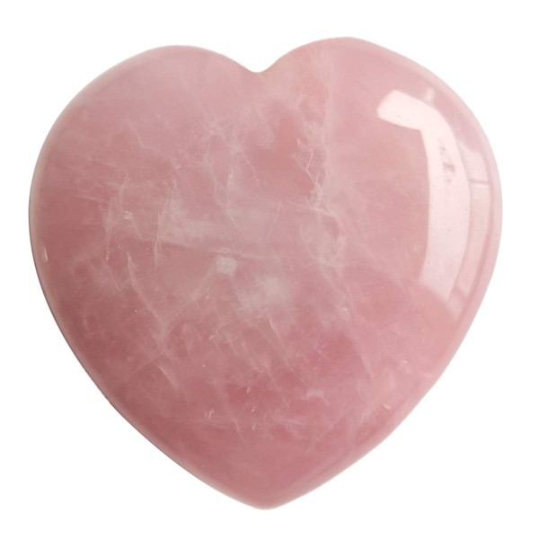 Loveliome Natural Rose Quartz Heart Love Chakra Stone,Polished Palm Crystals and Healing Stone (2.17 Inch)